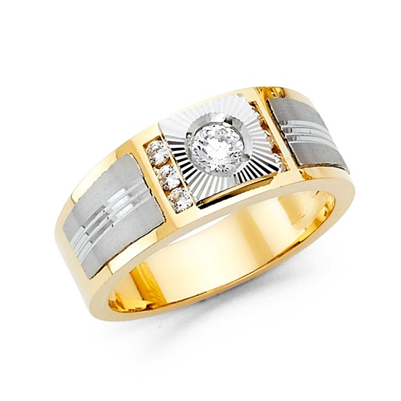 14K Yellow Gold CZ Men's Ring